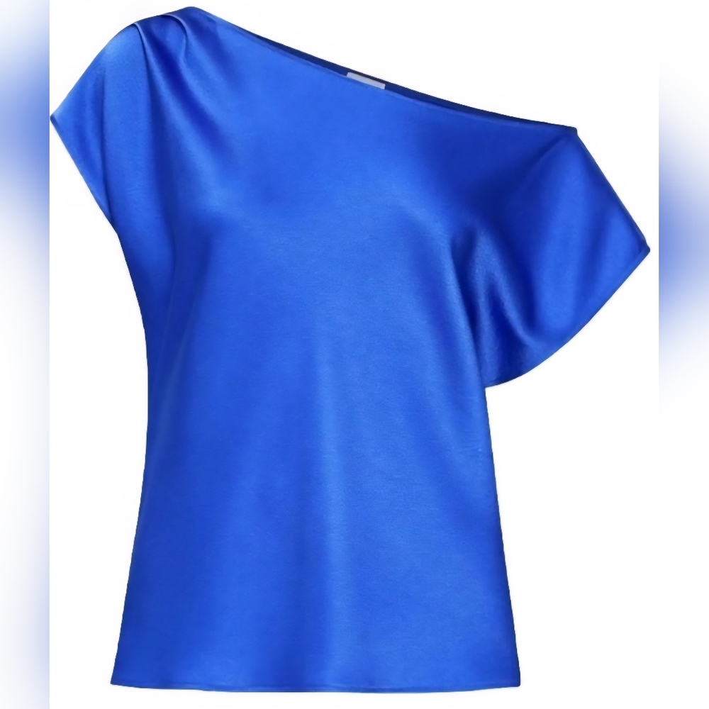 NWT MARELLA Women's Asymmetric Boat Neck Top:Color-Cornflower Blue: Size- 14 - Picture 2 of 16